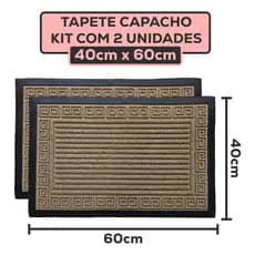 Kit 02 Tapete Capacho 40x60cm Para Porta Emborrachados Resistentes Habitat