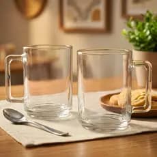 Kit c/ 2, 4 ou 6un Caneca de Vidro Transparente 250ml Plasvale, Alça, Tradicional, Café, Chá, Jogo