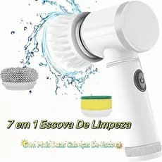 Escova Elétrica de Limpeza 5 em 1 Sem Fio Limpador Multiuso Prático Com Mais Duas Cabeças de Escova
