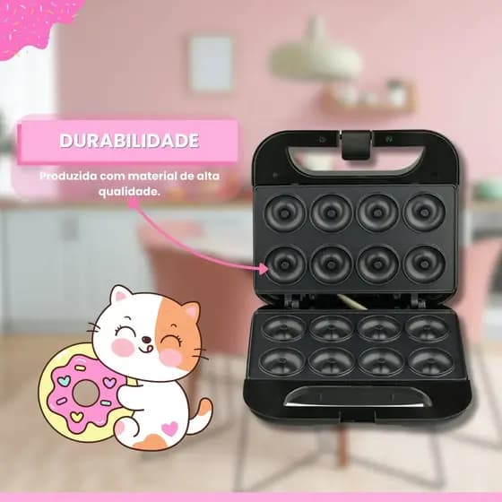 Máquina de Donuts 220V e 110V Preta, Rápida e Perfeita para Rosquinha