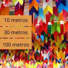 Kit 100 Metros Bandeirinhas Festa Junina / São João em Papel Seda Colorido