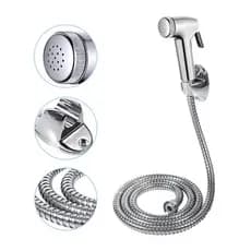 KIT para ducha higiênica com Mangueira Flexível em Aço Inox e gatilho Cromado