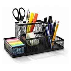 Organizador De Mesa Telado Escritório Porta Lápis Porta Canetas Trecos Metal Aramado 4 Divisórias