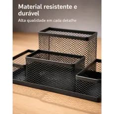 KIT 4 Organizadores De Mesa Telado Escritório Porta Lápis Porta Canetas Trecos Metal Aramado 4 Divisórias