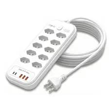 Filtro De Linha 10 Tomadas 3 Usb 2 Usb-c Power 2500w Bivolt Branco 127/220v SOC-12991