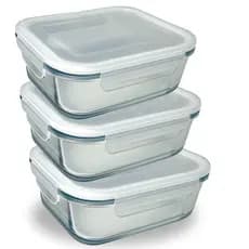 Jogo 3 Potes de Vidro com Tampa Marmita, Freezer e Micro-ondas potes herméticos porta mantimentos vidro comida saudável