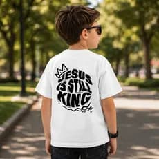 Camiseta Infantil Menino Jesus Is King Algodão Premium Estampada Streetwear