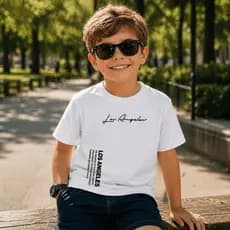 Camiseta Infantil Menino Los Angeles Lateral Algodão Premium Estampada Streetwear