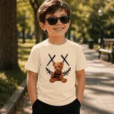 Camiseta Infantil Streetwear Urso Smile Menino e Menina Algodão Premium Estampada
