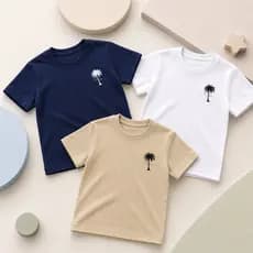 Kit 3 Camisetas Menino Infantil Coqueiro 100% Algodão Manga Curta Casual