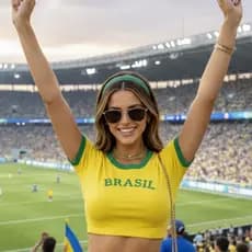 Cropped Brasil Feminino Manga Curta Canelado Croped NOVIDADE Copa Verde Amarelo StarrGrife