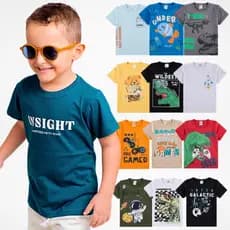 Kit 5 Camiseta infantil menino Estampada roupa infantil menino 2à 12 Anos blusa infantil menino básica Masculina Juvenil