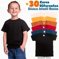 Kit 5 Camiseta infantil menino Básica camisa infantil menino camiseta básica infantil Tamanho 2 à 12