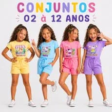 Kit Variado 6 peças Roupa Infantil Menina Verão Camiseta Short 2/12 Casual Conjunto Infantil Juvenil