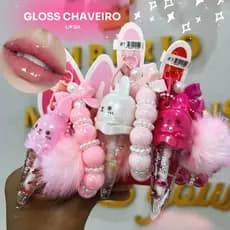 Gloss infantil Brilho Labial Lip gloss com chaveiro pompom Hidratante Lip gloss Transparente