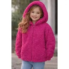 Casaco Teddy Infantil Feminino com Capuz -Jaqueta Inverno Quentinha - Blusa Tecido sherpa  -CONFIRA A TABELA DE MEDIDAS