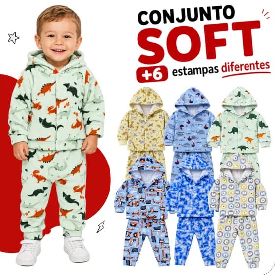 Conjunto Inverno Soft Infantil Bebê Menino e Menina Estampado P/ M/ G