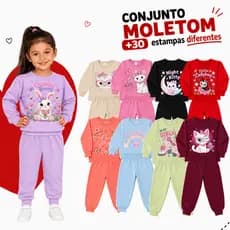Kit Sortido 6 Peças de Roupas Feminino Infantil Inverno –3 blusas+3 calças de 1 ao 8–Kit 3 Conjuntos