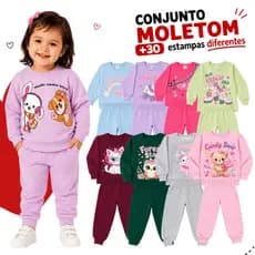 Kit Sortido 2 Peças de Roupas Feminino Infantil Inverno – 1 blusa casaco + 1 calça de 1 ao 8 – Kit 1 Conjunto Moletom