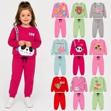 Kit Sortido 4 Peças Moletom Roupa Bebê Menina Infantil Inverno-2 Casacos+2 Calças-6 Meses a 24 Meses