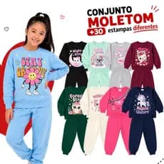 Kit Sortido 6 Peças de Roupas Feminino Infantil Inverno 3 blusas casacos + 3 calças de 1 ao 8 Menina