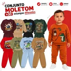 Kit Sortido 8 Peças de Roupas Masculino Infantil Inverno – 4 blusas casacos + 4 calças de 1 ao 8