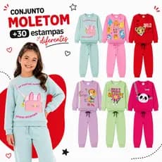 Kit Sortido 10 Peças de Roupas Feminino Infantil Inverno – 5 blusas casacos + 5 calças de 1 ao 8 – Kit 5 Conjuntos