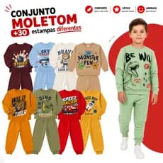 Kit Sortido 6 Peças de Roupas Masculino Infantil Inverno – 3 blusas casacos + 3 calças de 1 ao 8
