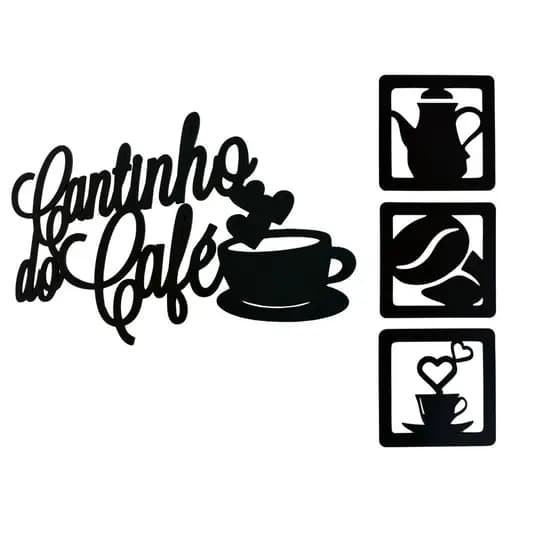 Plaquinhas Decoração Cantinho do Café Xicara Detalhe Coração