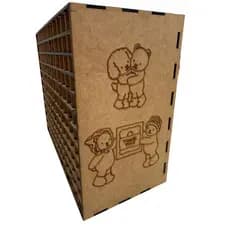Nicho Suporte Para Canetas Mdf Cru Com Desenhos Para Pintar