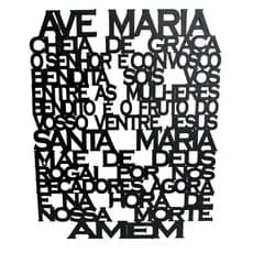 Quadro Ave Maria Oração Decorativo Vazado Mdf Preto