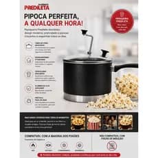 Panela Pipoqueira em Aluminio Tamanho Grande N° 20  com Tampa de Vidro Cor Preto Craqueado.
