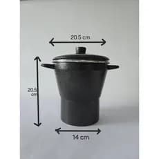 Panela Cuscuzeiro Nordestino Grande N° 20 a Vapor em Aluminio Cor Preto Craqueado