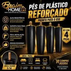Kit Até 12 Pés Cama Box 12cm Com Parafuso Pezinho Plástico Reforçado Universal