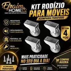 Kit 4 Rodizios 38mm fixos de Silicone para Sofas- Armarios e Móveis em Geral + Kit 8 parafusos