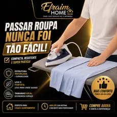 Tabua De Passar Roupa Portátil Cinza Mesa Retrátil Com Porta Ferro Tecido Térmico Metalizado