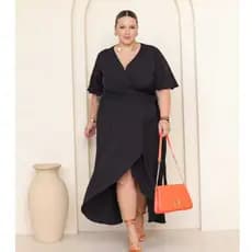 Vestido Envelope Moda Feminina Tecido Crepinho Moda 2025  (Plus Size G2 )
