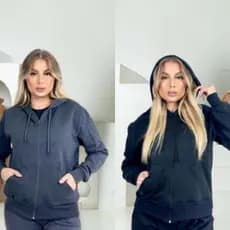 🔥 Kit 2 Blusas Moletom Feminino Quentinho com Capuz + Zíper – Inverno Estiloso 🧥❄️