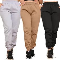 Calça Feminina de Moletom Jogger Grossa com Cós Alto