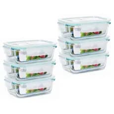 Kit Conjunto Potes 1040ml Vidro Hermético Marmita Fitness Com Tampa Quatro Travas Anti Vazamento