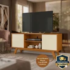 Rack Sala TV 50 Polegadas Turim Pés Madeira - Direto Da Fábrica - Envio Imediato