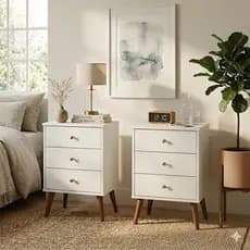 Kit Com 2 Mesas Cabeceira  Quarto  Decoração Moderna, Lateral Cama Organizadora - MIX - Cores