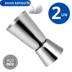 KIT 2 Dosador Duplo De Bebidas Medidor Coquetel Inox Bartender Drink Whisky Vodka Gin Licor Bar Lanchonete Buffet