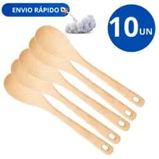 kit 10  Colher de Pau Madeira Cozinha Multiuso