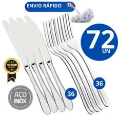 Kit 72  Peças -  36 Garfo 36 Faca Talher Aço Inox Grande Luxo Cozinha Bar Restaurante Buffet Faqueiro
