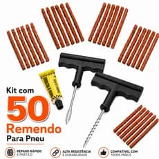 Kit Reparo Para Pneu Sem Camara Carro e Moto + 50, 25 e 3  Refis de Remendo
