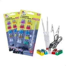 2 Jogos Fusível Lamina Automotivo 20 Peças + 2 Chave Teste Carro Moto Mini Fusível automotivo + Fusível Chave Teste
