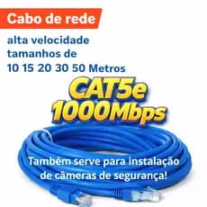 Cabo de Rede RJ45 Cat5e Internet 10m 15m 20m 30m Alta Velocidade Internet Estável 100 MHz Smartv Computador Roteador PC