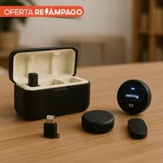 Microfone de Lapela Sem Fio Duplo ANC iPhone Android Gravação Profissional com Cancelamento de Ruído