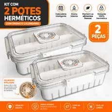 Pote Hermético Organizador de Geladeira com 2 Divisórias 2 Compartimentos Tampa Hermética